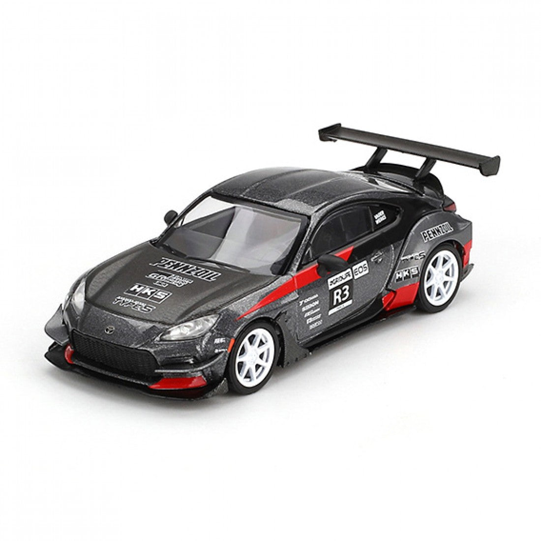 Mini GT 1:64 Toyota GR86 HKS Turbocharged GR86 de Larry Chen – Gris – Edición limitada