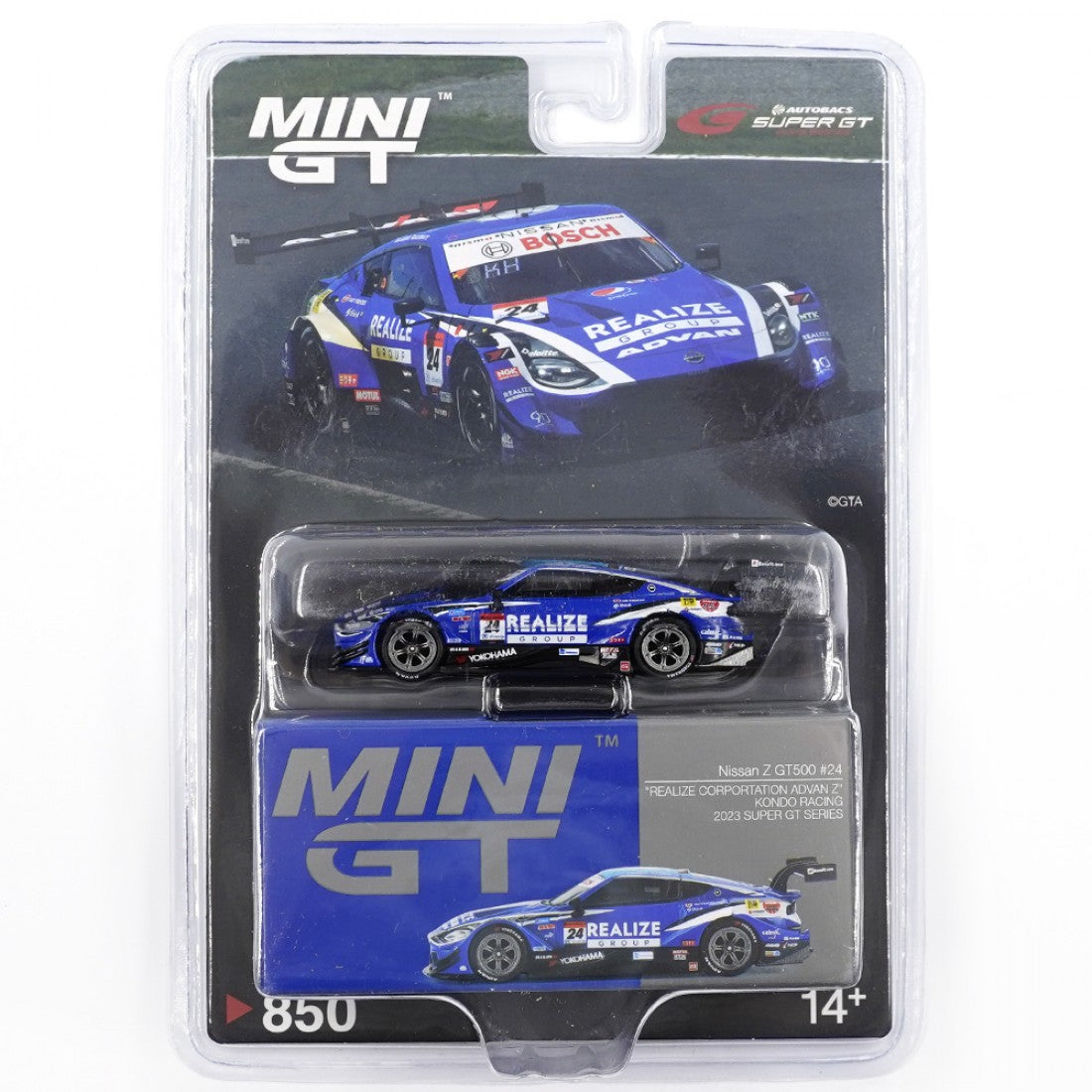 Mini GT 1/64 Nissan Z GT500 #24 REALIZE CORPORTATION ADVAN Z KONDO RACING 2023 SUPER GT Embalaje en blíster