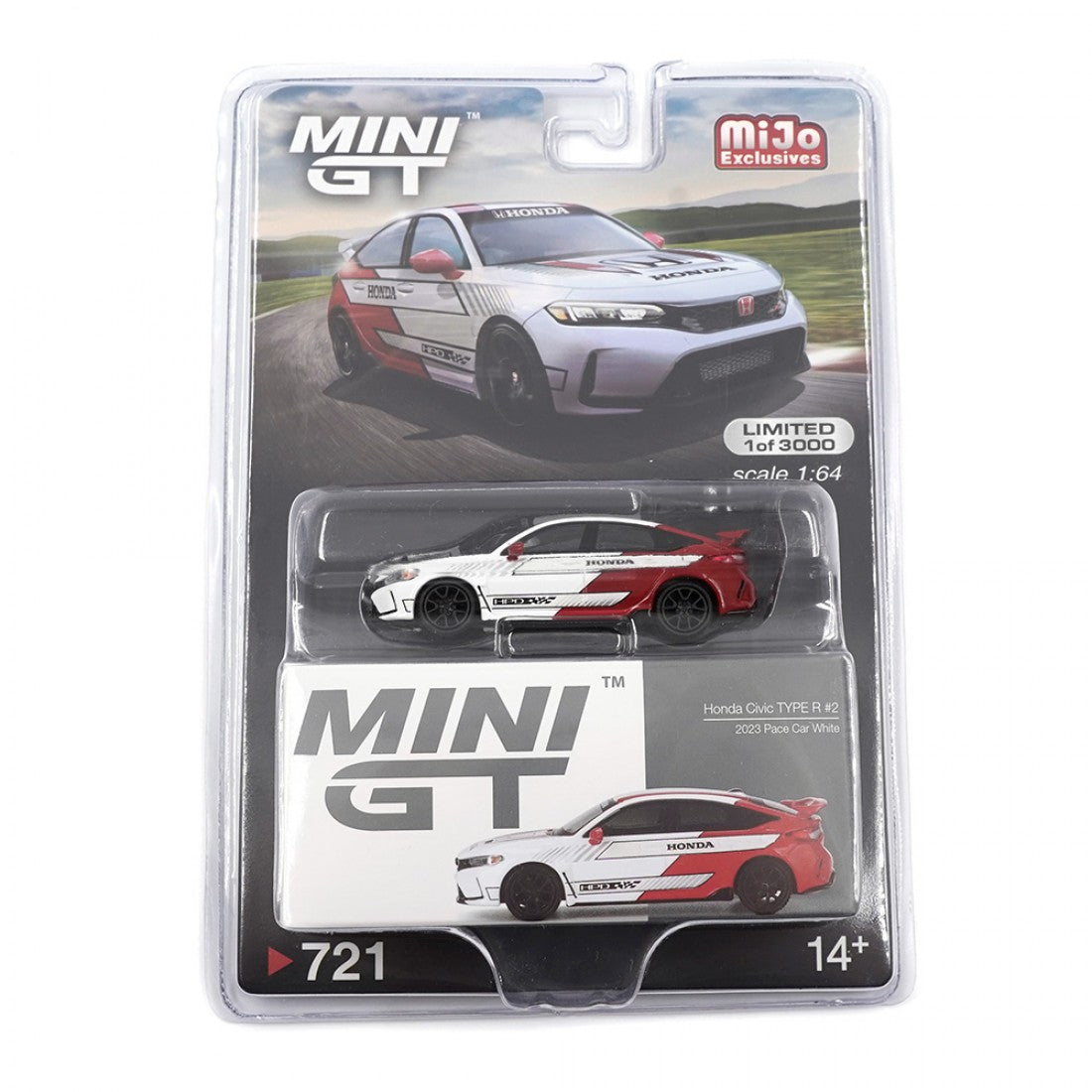 Mini GT 1:64 Honda Civic Type R #2 2023 Pace Car – Blanco – Exclusivas de MiJo Blister