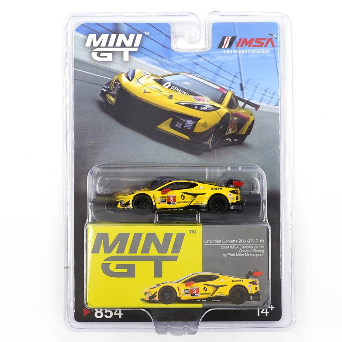 Mini GT 1:64 Chevrolet Corvette Z06 GT3.R #3 Corvette Racing de Pratt Miller Motorsports 24 Horas de Daytona IMSA 2024 Blister