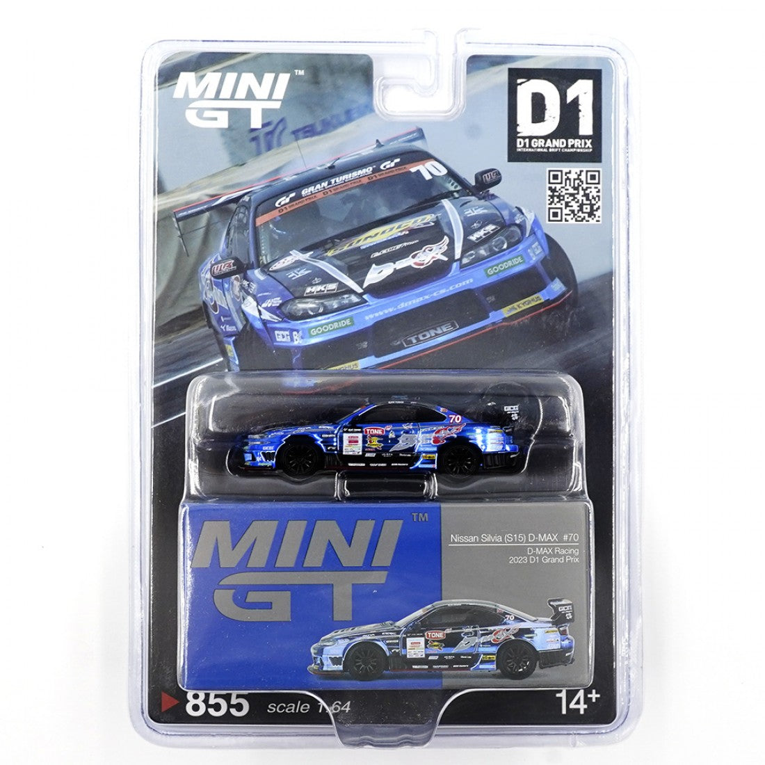 Mini GT 1:64 Exclusivo de Japón Nissan Silvia (S15) D-MAX #70 D-MAX Racing 2023 D1 Grand Prix Edición Limitada Blister