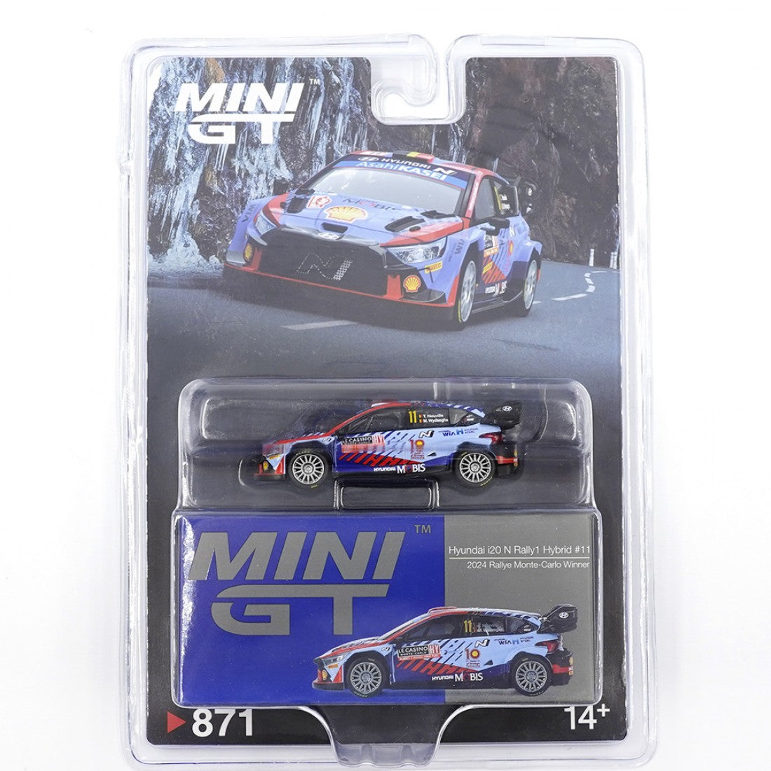 Mini GT 1:64 Hyundai i20 N Rally1 Hybrid #112024 Ganador del Rallye Monte-Carlo Blister