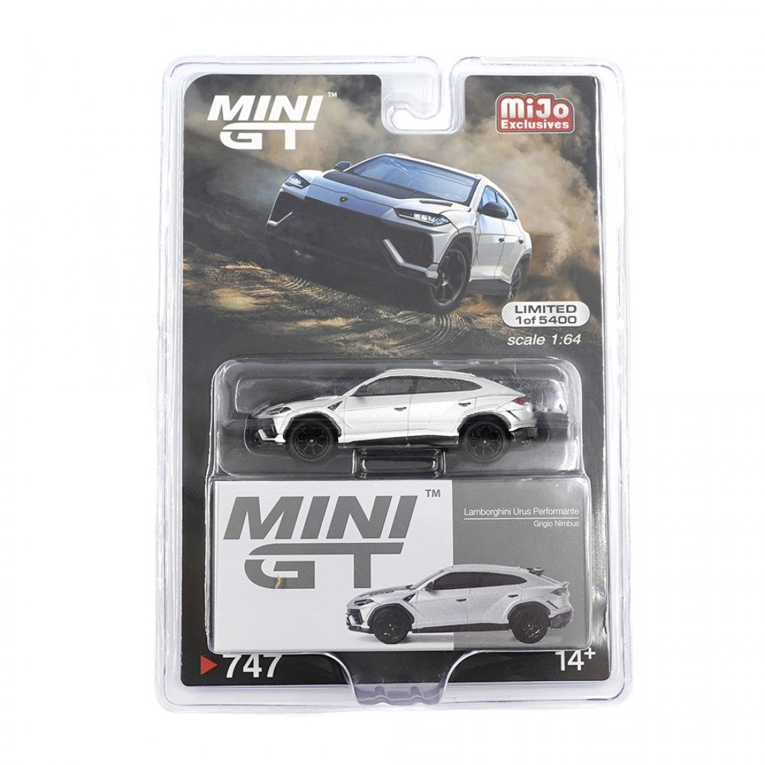 Mini GT 1:64 Lamborghini Urus Performante – Grigio Nimbus – Exclusivos de MiJo Blister