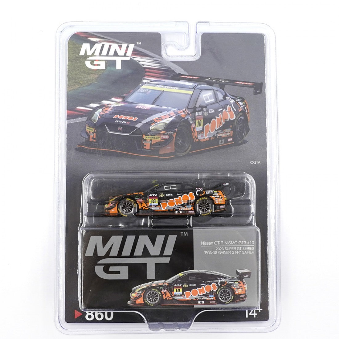 Mini GT 1:64 Exclusivo de Japón Nissan GT-R NISMO GT3 #10 “PONOS GAINER GT-R” GAINER 2023 SERIE SUPER GT Blister