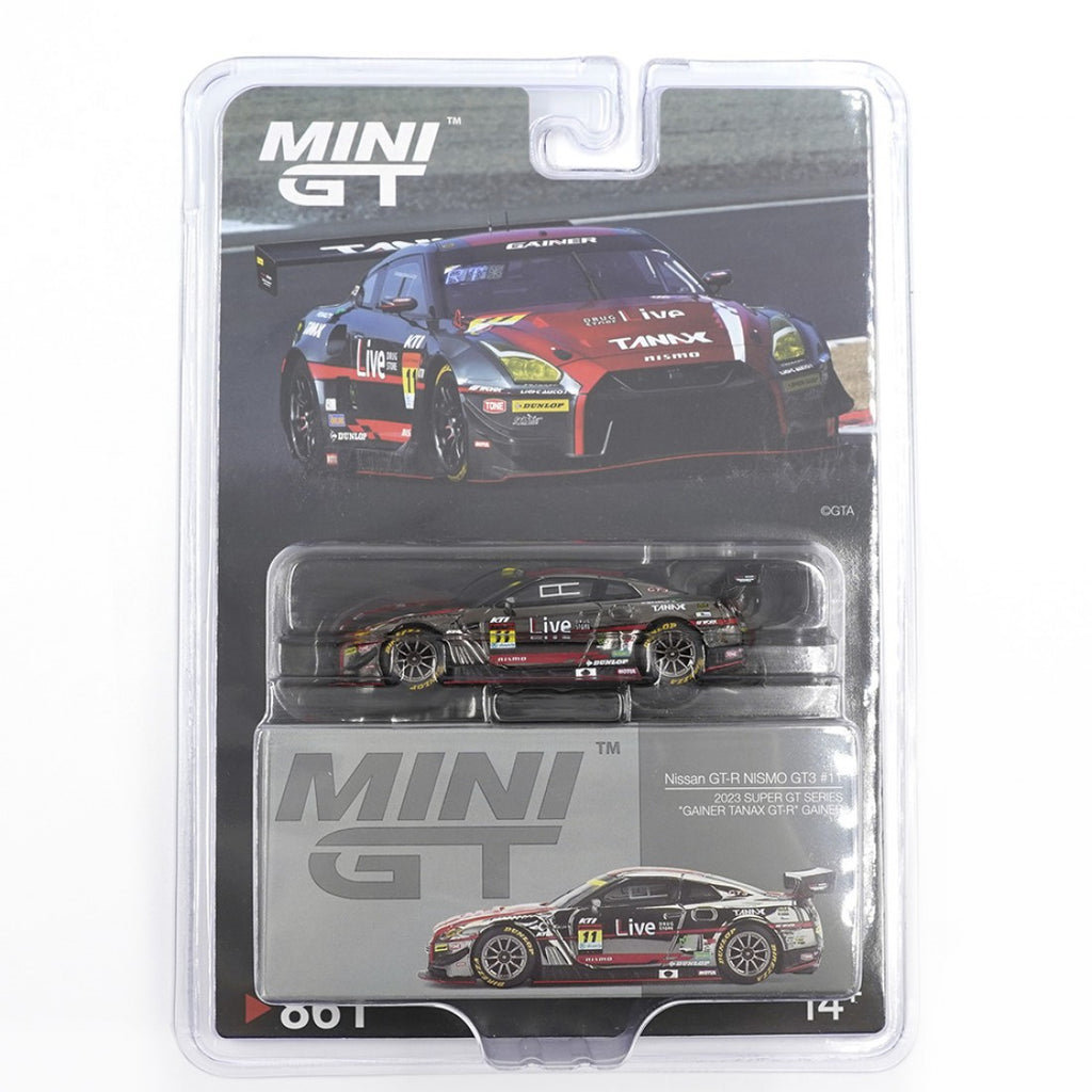 Mini GT 1:64 Exclusivo de Japón Nissan GT-R NISMO GT3 #11 “GAINER TANAX GT-R” GAINER 2023 SUPER GT SERIES Blister
