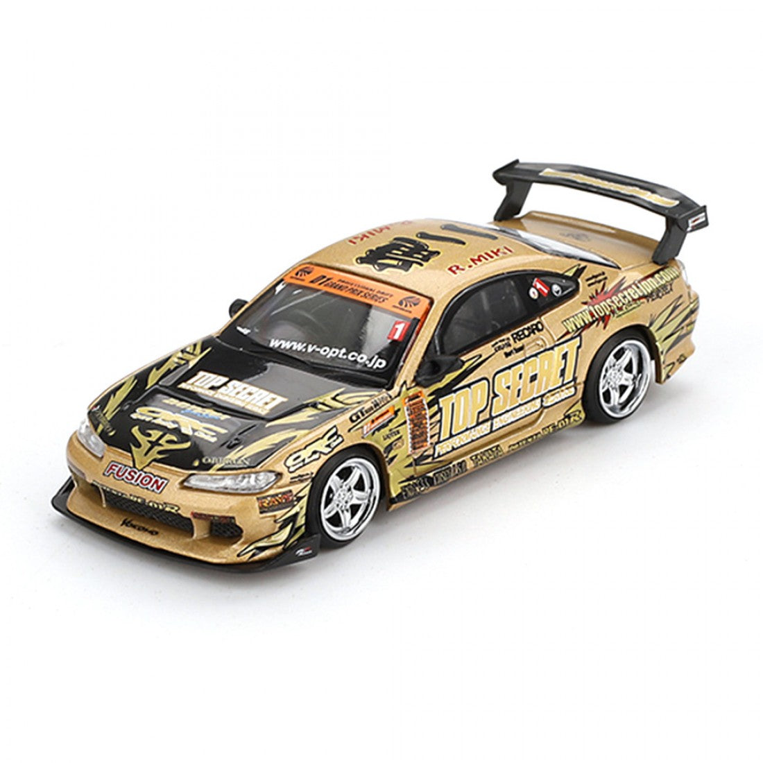 Mini GT 1:64 Nissan Silvia (S15) Top Secret D1GP - Dorado Blister