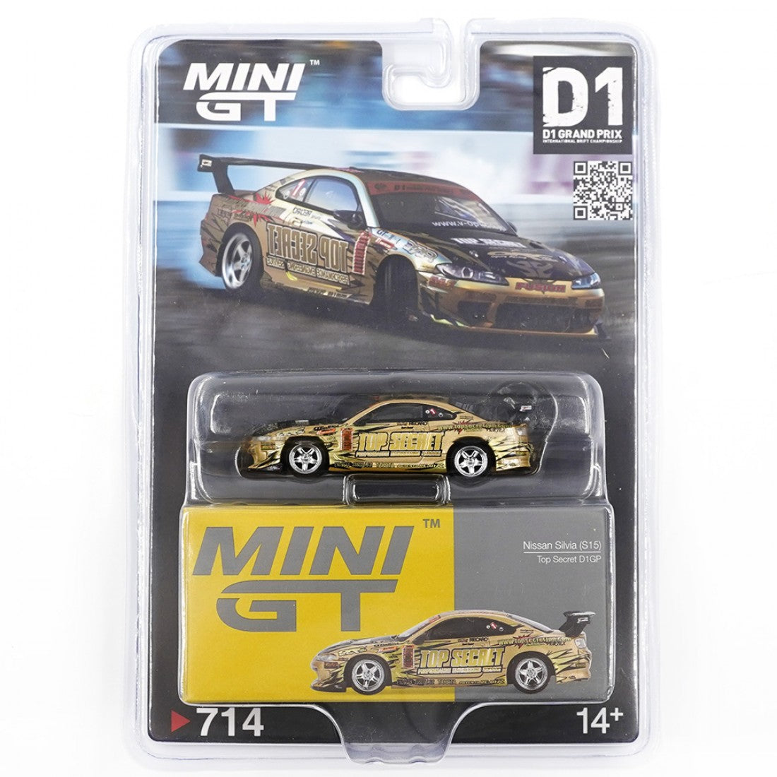Mini GT 1:64 Nissan Silvia (S15) Top Secret D1GP - Dorado Blister