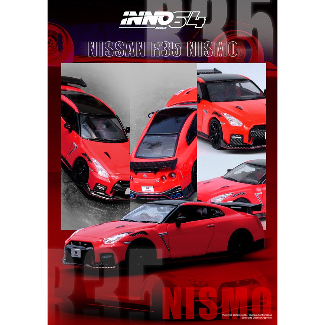 Inno64 1/64 Nissan GT-R R35 NISMO Red Diecast Scale Model Car