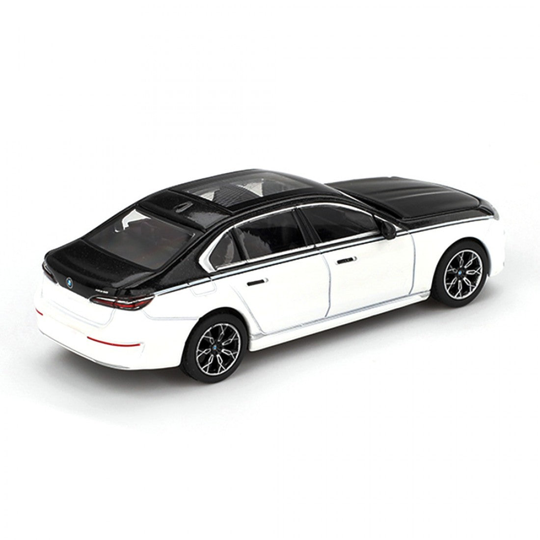 Mini GT 1:64 BMW i7 xDrive60 – Blanco Alpino / Zafiro Negro 1/64 Blister