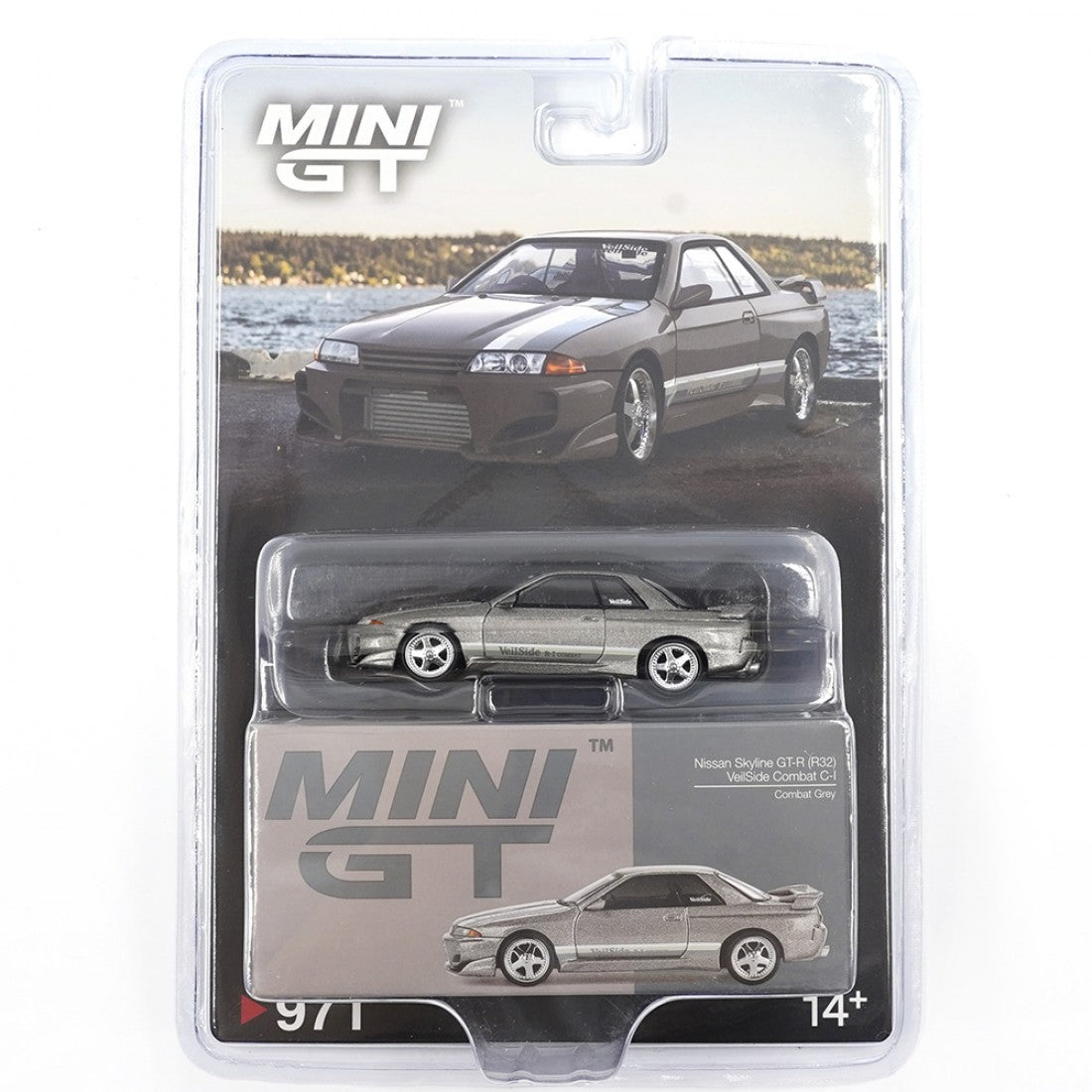 Mini GT 1:64 Nissan Skyline GT-R (R32) Veilside Combat CI – Gris Veilside Combat Blister