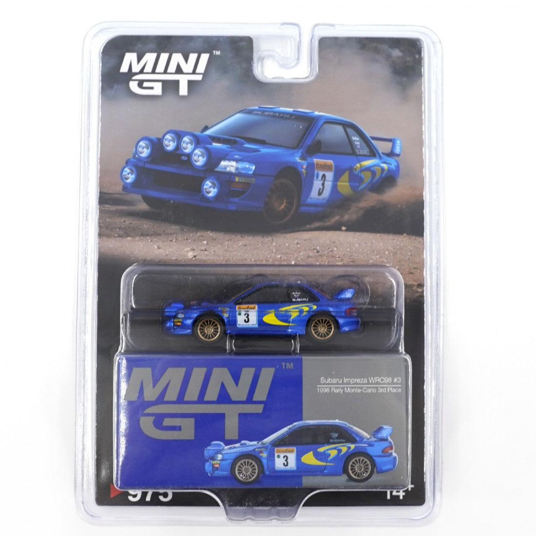 Mini GT 1:64 Subaru Impreza WRC98 1998 Rally Montecarlo 3er puesto #3 (PRESENTACIÓN EN BLISTER)