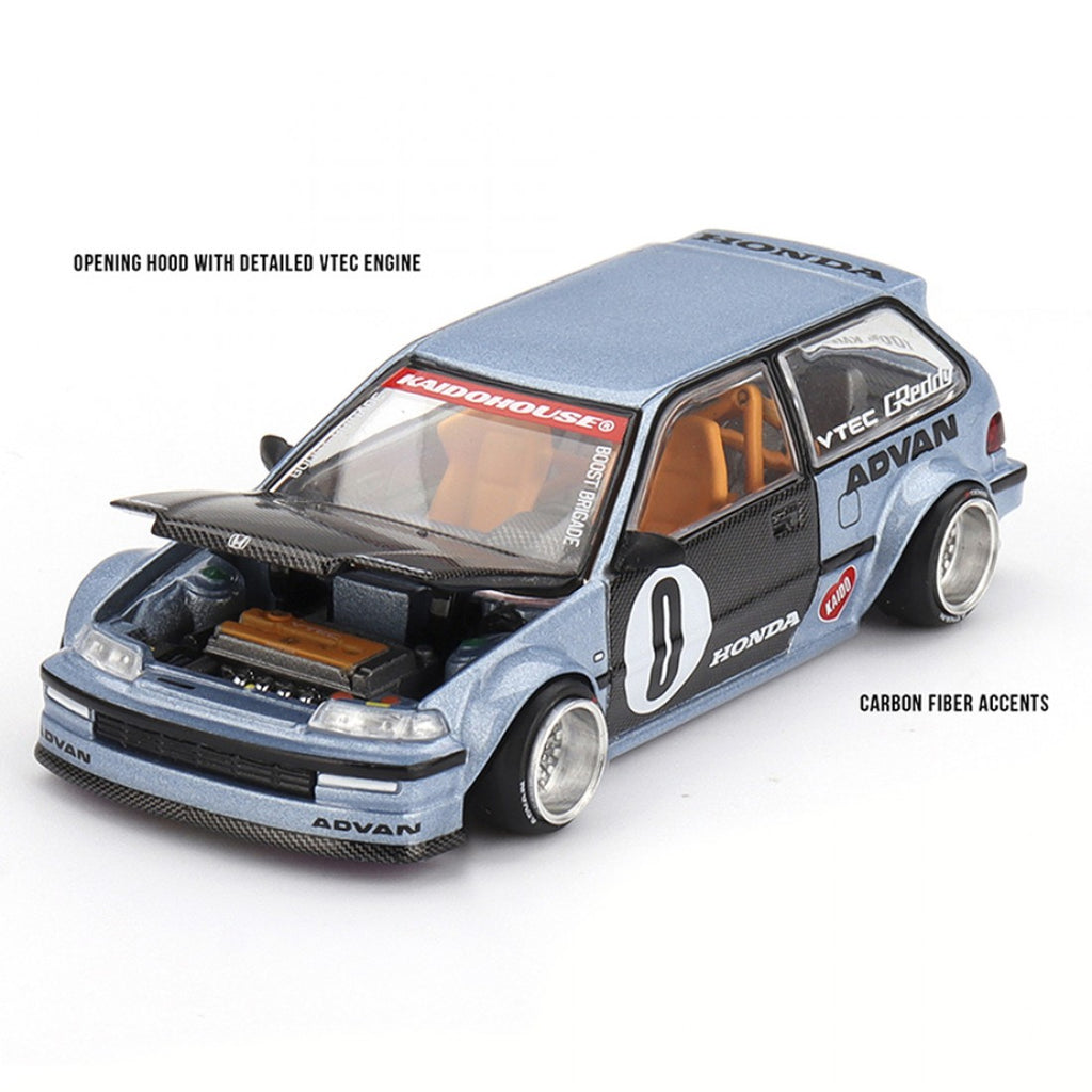 Kaido House x Mini GT 1:64 Honda Civic (EF) Kaido Roulette V1 - Azul claro