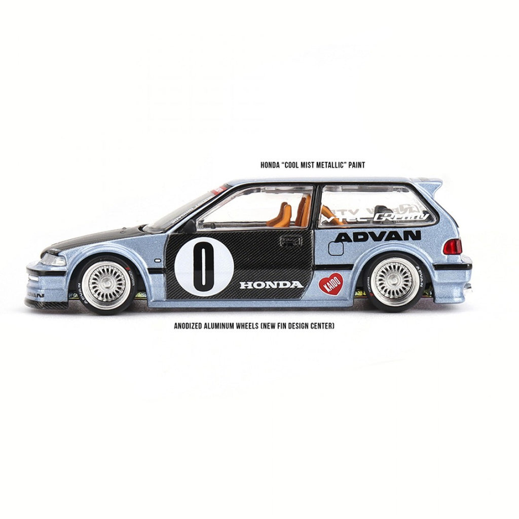 Kaido House x Mini GT 1:64 Honda Civic (EF) Kaido Roulette V1 - Azul claro