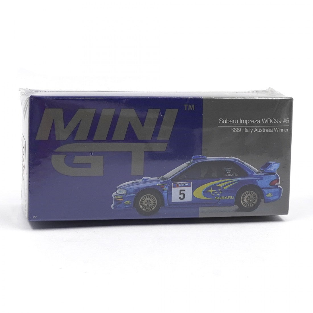 Mini GT 1/64 Subaru Impreza WRC99 Ganador del Rally de Australia de 1999 #5 LHD Exclusivo de Australia (PRESENTACIÓN EN CAJA)