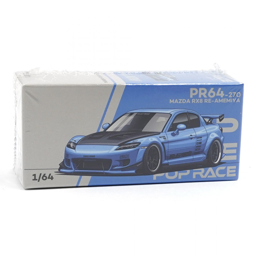 POP RACE 1/64 MAZDA RX-8 RE-AMEMIYA LIGHT BLUE