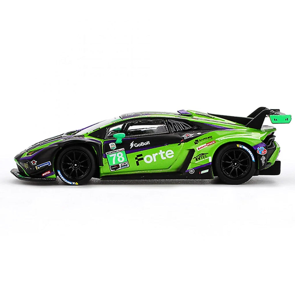 Mini GT 1/64 Lamborghini Huracan GT3 EVO2 #78 Forte Racing 2024 IMSA Daytona 24 Hrs
