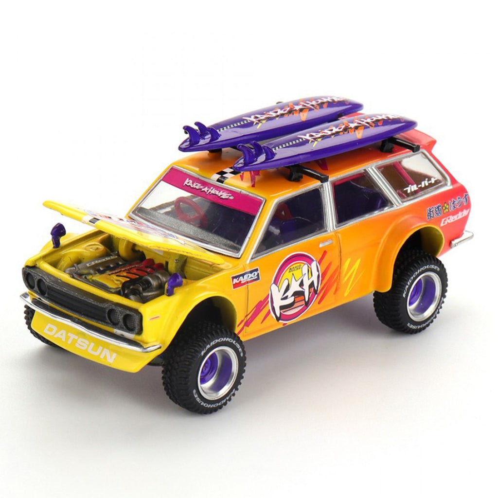 Kaido House x Mini GT 1:64 Datsun KAIDO 510 Wagon 4×4 Kaido ISLANDS V1- Naranja