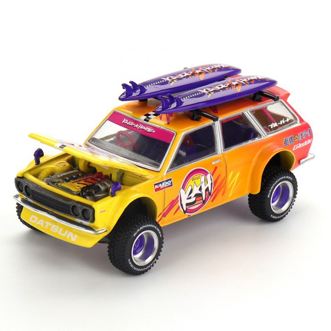 Kaido House x Mini GT 1:64 Datsun KAIDO 510 Wagon 4×4 Kaido ISLANDS V1- Naranja