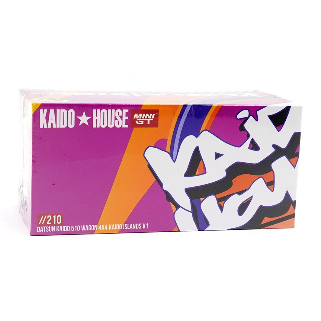 Kaido House x Mini GT 1:64 Datsun KAIDO 510 Wagon 4×4 Kaido ISLANDS V1- Naranja