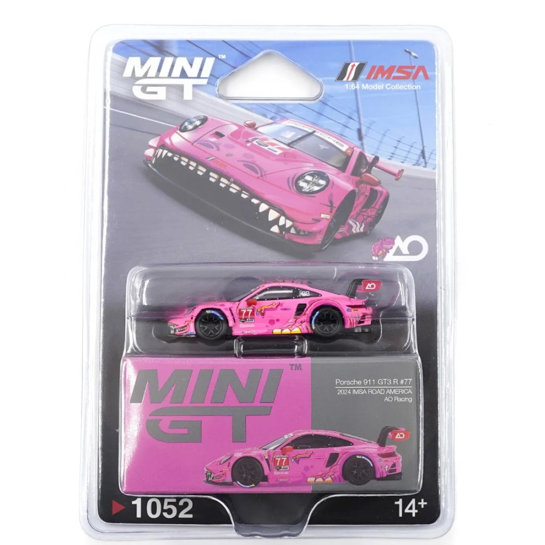 Mini GT 1/64 Porsche 911 GT3 R #77 AO Racing 2024 IMSA ROAD AMERICA