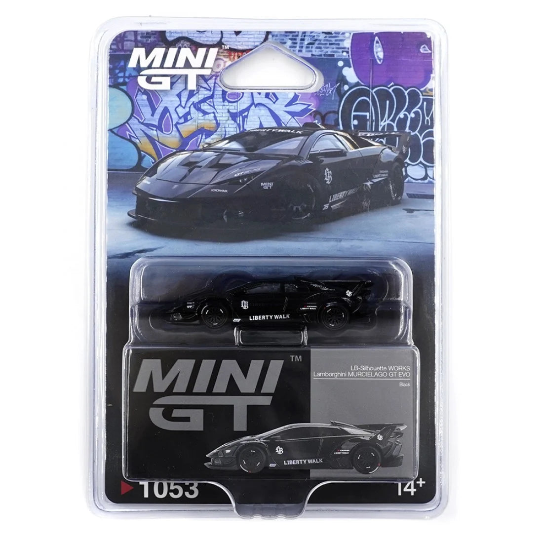 Mini GT 1/64 Lamborghini LB-Silhouette WORKS MURCIELAGO GT Evo Negro.