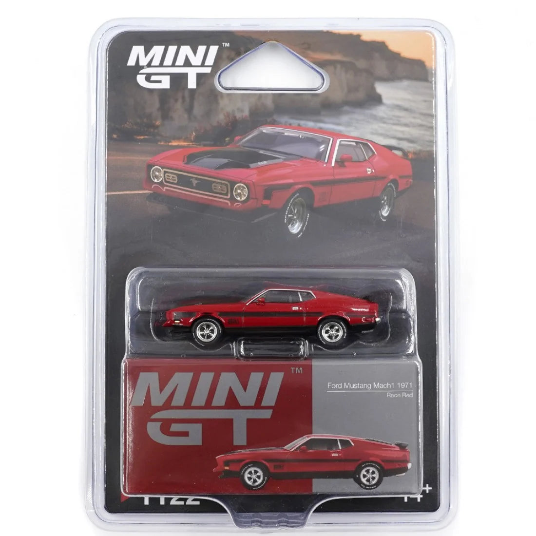 Mini GT 1:64 Ford Mustang Mach1 1971 – Rojo Carrera – Exclusivas de Mijo (PRESENTACIÓ EN BLISTER)