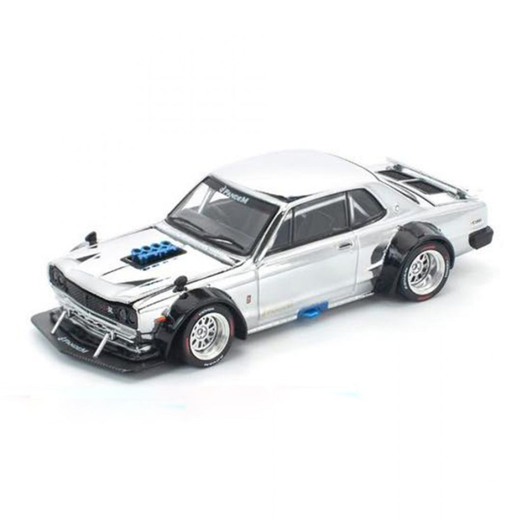 POP RACE 1/64 Skyline GT-R V8 Drift HAKOSUKA SILVER CROMO