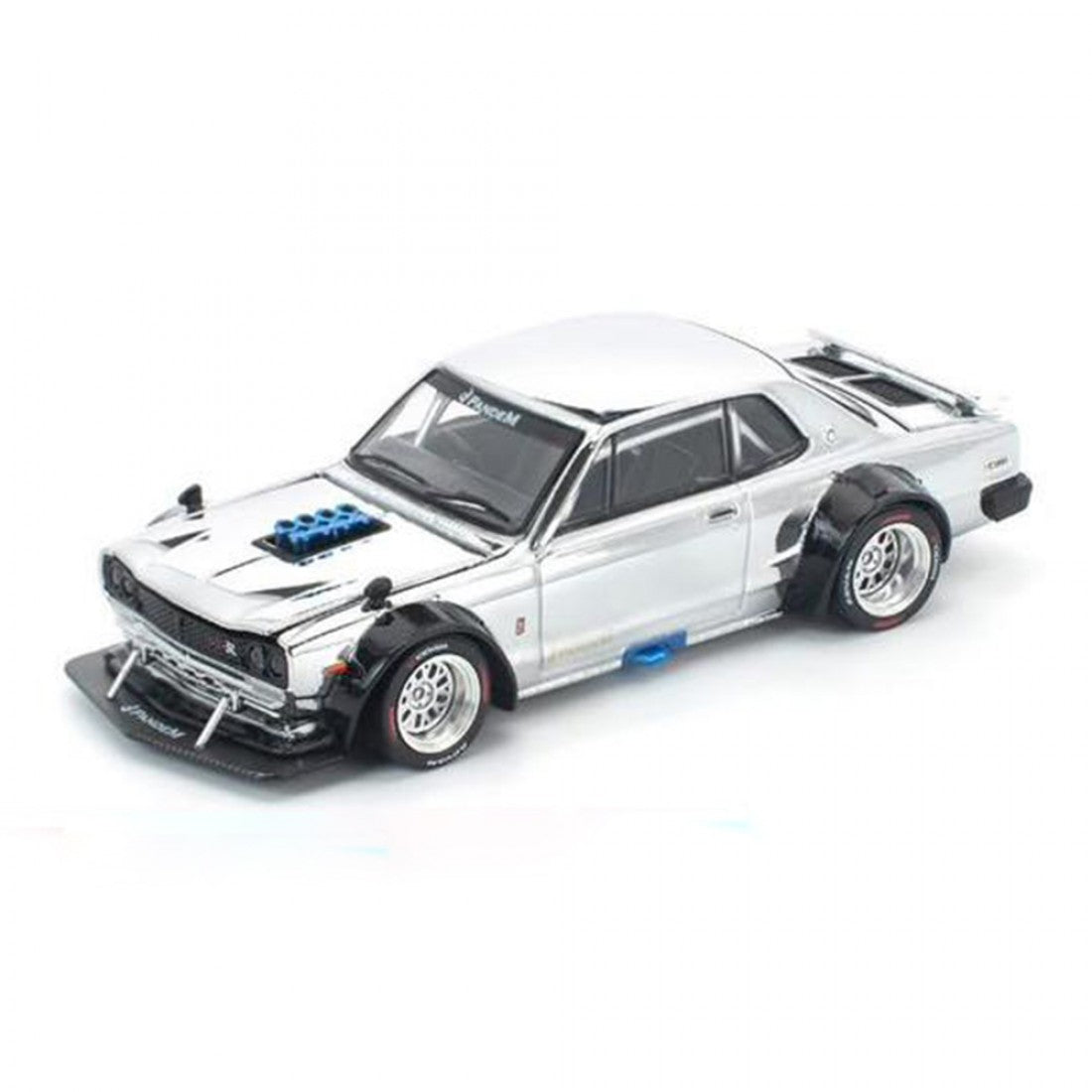 POP RACE 1/64 Skyline GT-R V8 Drift HAKOSUKA SILVER CROMO
