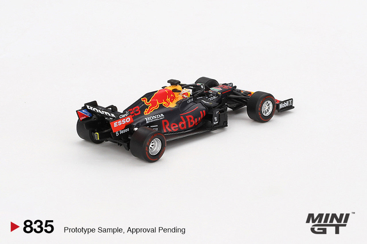 Mini GT 1:64 Red Bull RB16B #33 Max Verstappen, ganador del Gran Premio de Abu Dabi 2021 (edición limitada) Blister