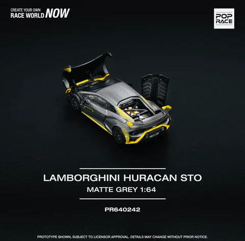 POP RACE 1/64 LAMBORGHINI HURACAN STO MATTE GREY  PR64-0242