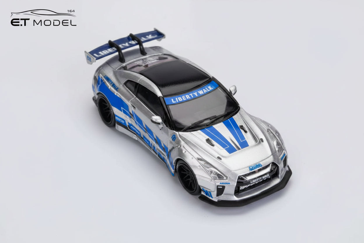 ET MODEL 1/64 NISSA GT R35 LB Widebody Modificado Versión 1.5 FNF Plata Azul