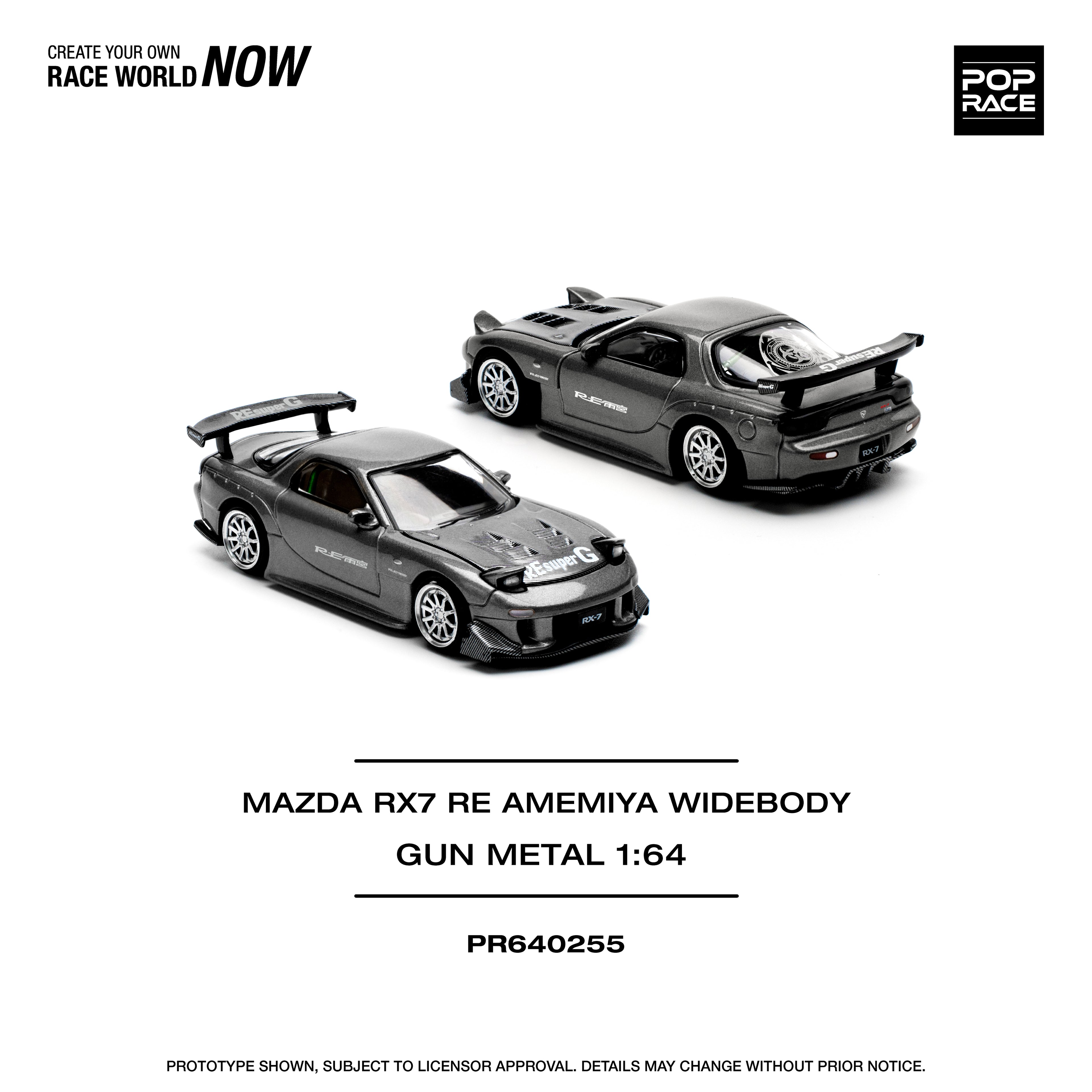 POP RACE MAZDA RX7 RE AMEMIYA WIDEBODY GUN METAL