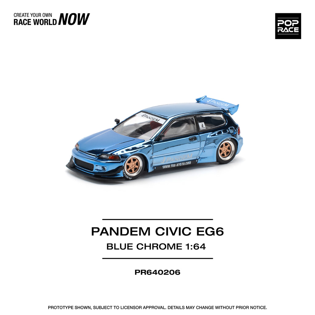 Poprace 1/64 PANDEM CIVIC EG6 BLUE CHROME