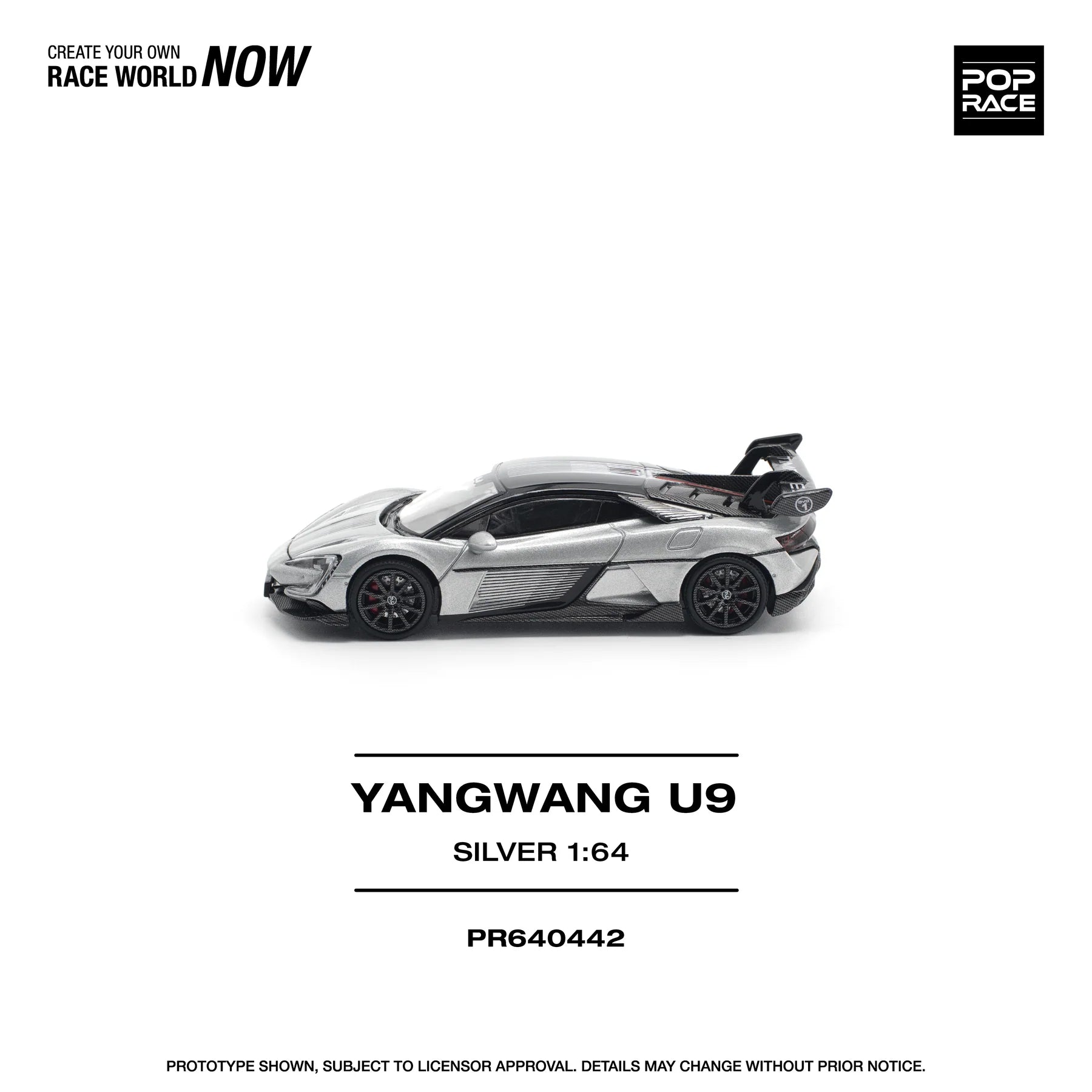 POP RACE 1:64 Yangwang U9 - Plata  PR640442