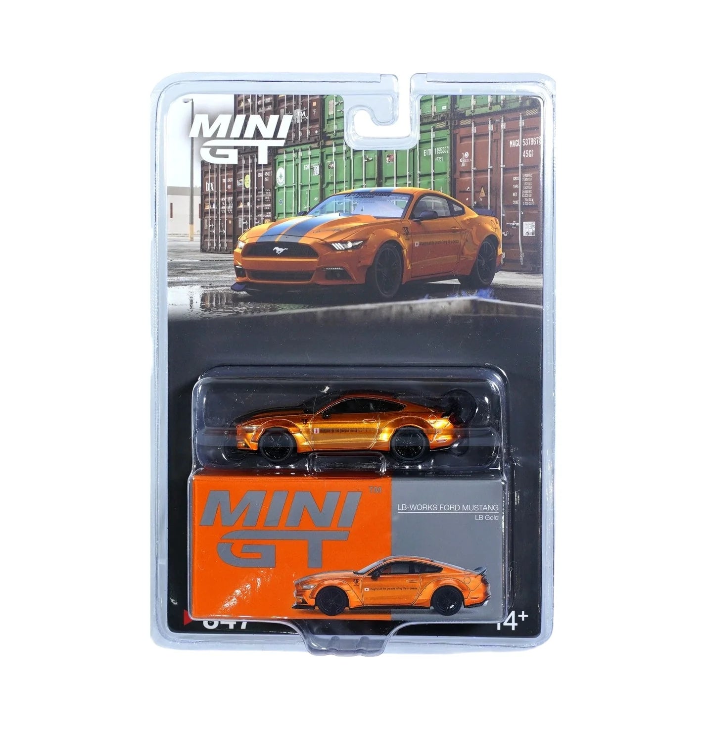 Mini GT 1:64 LB-Works Ford Mustang – LB Gold – Edición limitada Blister