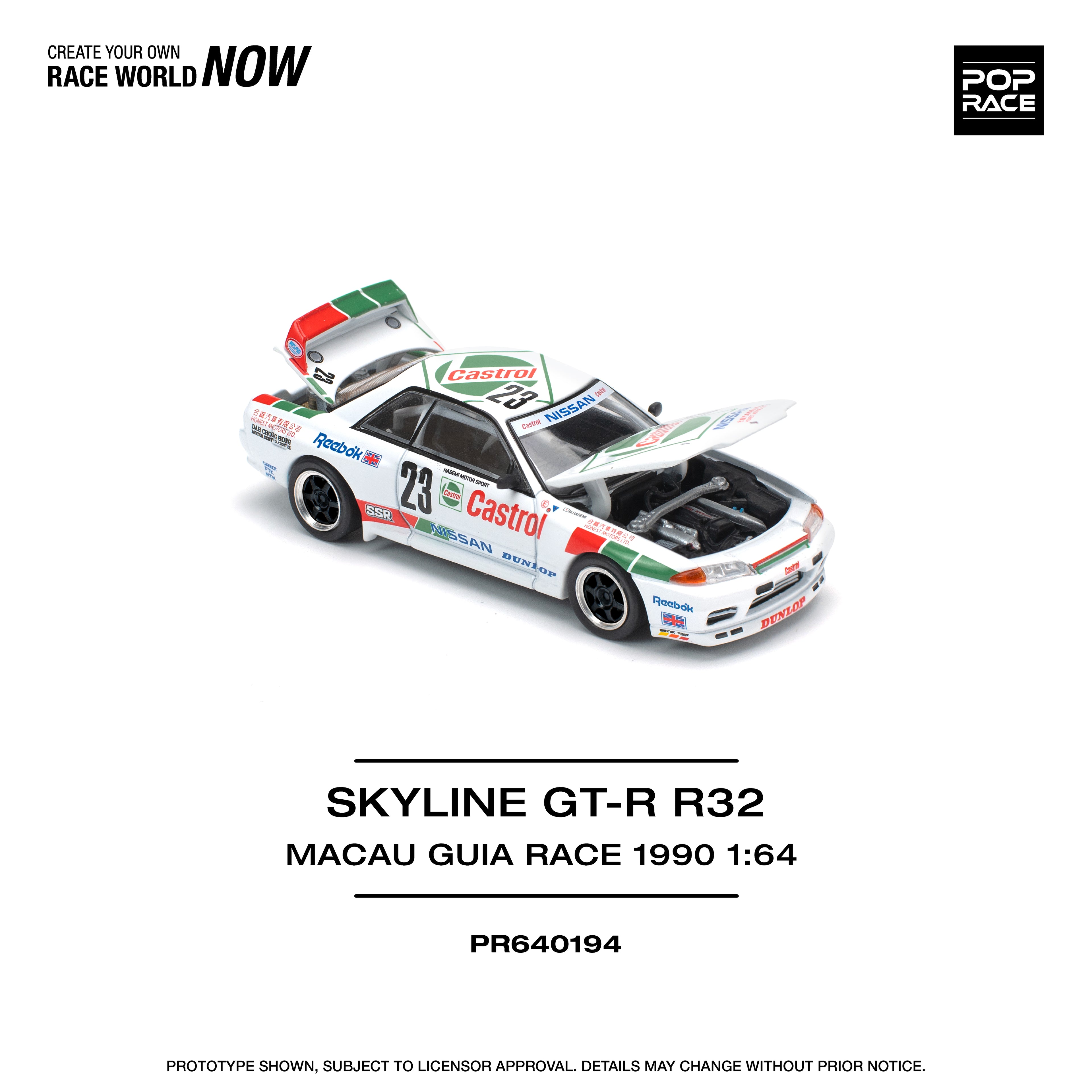 POP RACE 1/64 GT-R R32 MACAU GUIA RACE 1990 WINNER