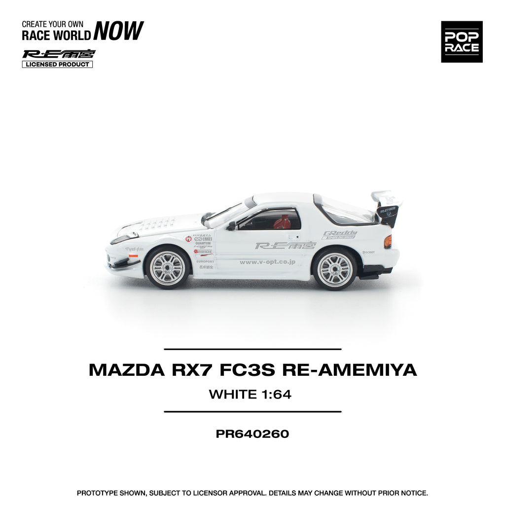 POP RACE 1/64 MAZDA RX7 FC3S RE-AMEMIYA WHITE