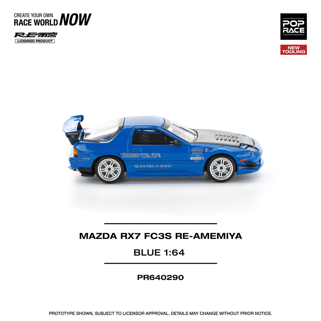 POP RACE 1/64 MAZDA RX7 FC3S RE-AMEMIYA RE-AMEMIYA BLUE