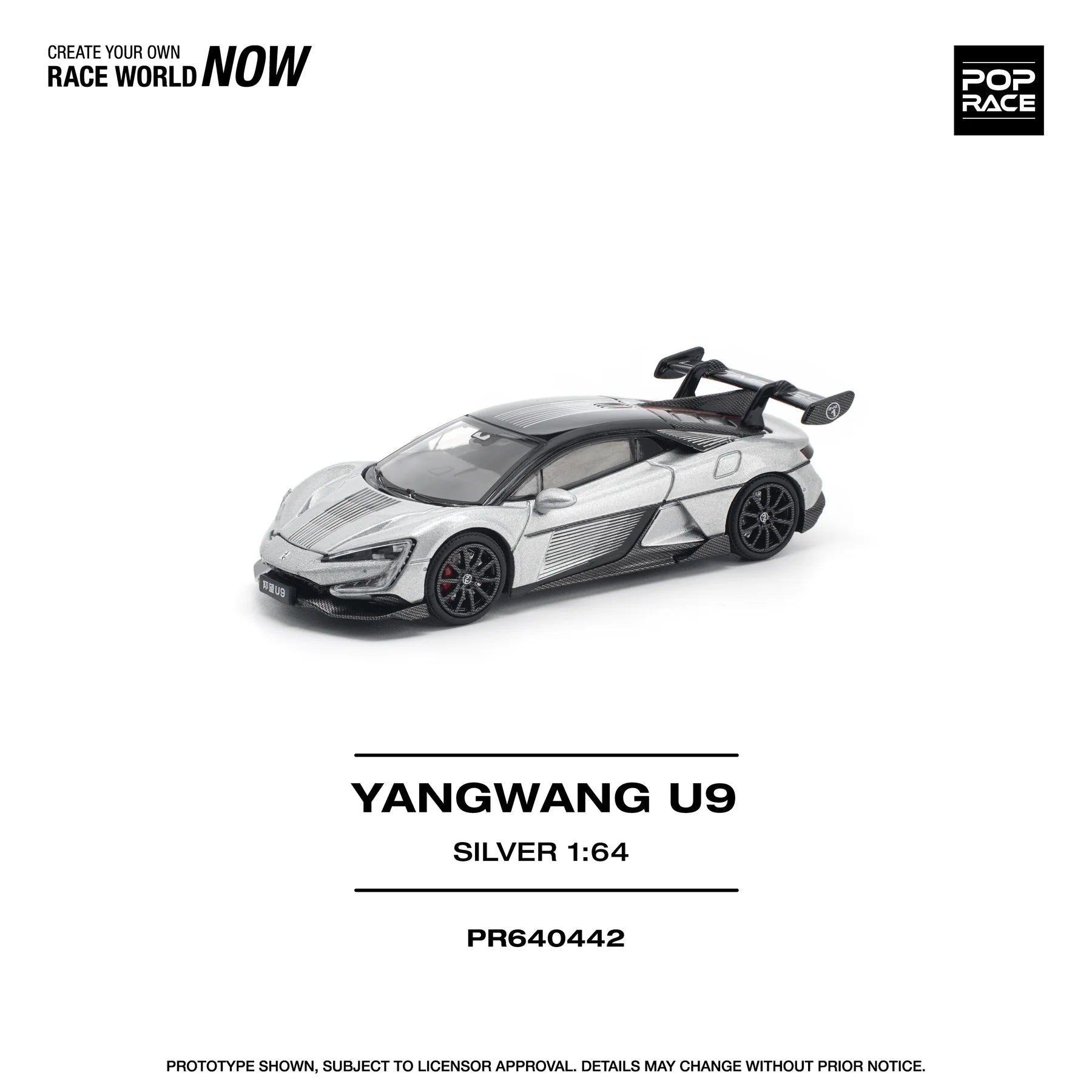 POP RACE 1:64 Yangwang U9 - Plata  PR640442