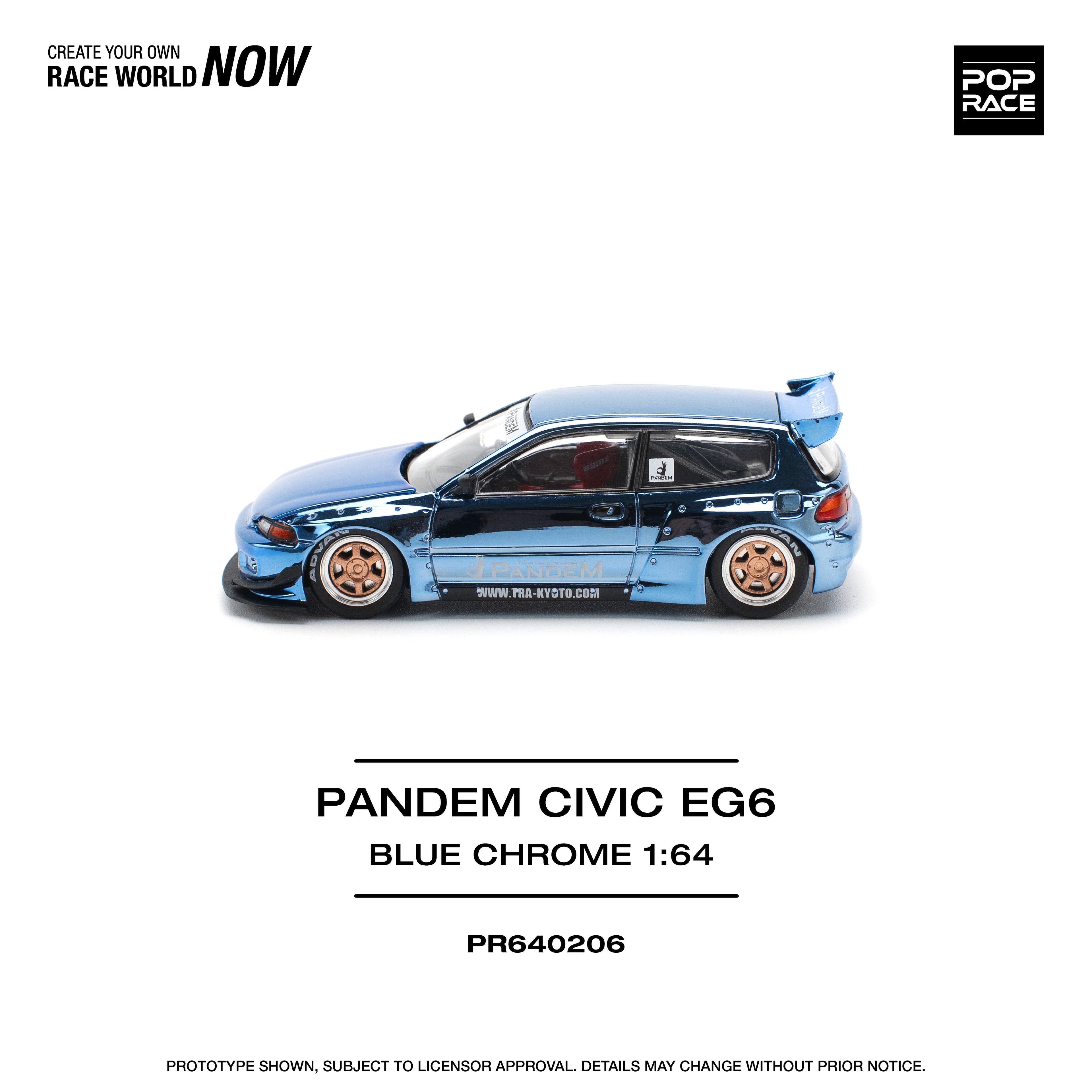 Poprace 1/64 PANDEM CIVIC EG6 BLUE CHROME