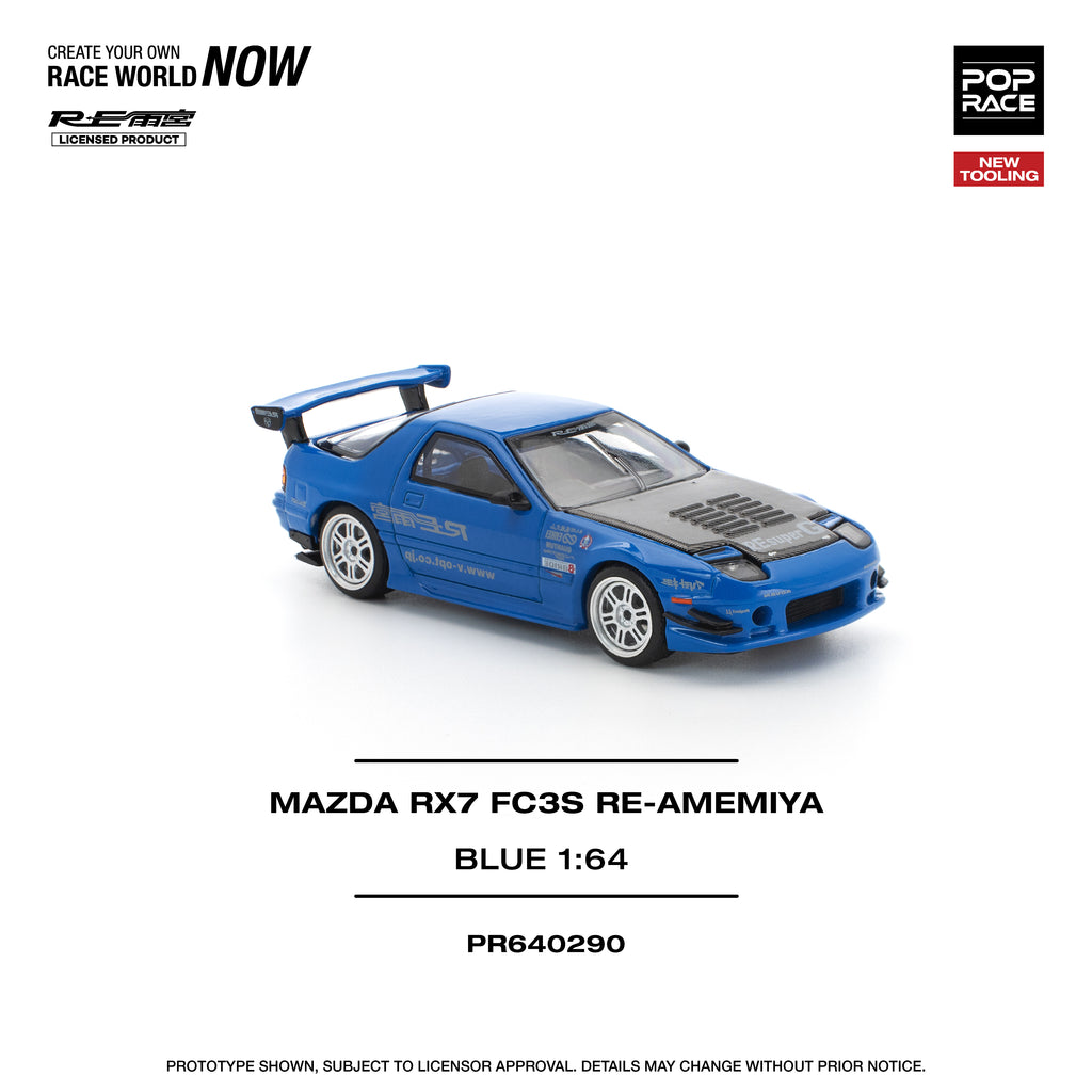 POP RACE 1/64 MAZDA RX7 FC3S RE-AMEMIYA RE-AMEMIYA BLUE