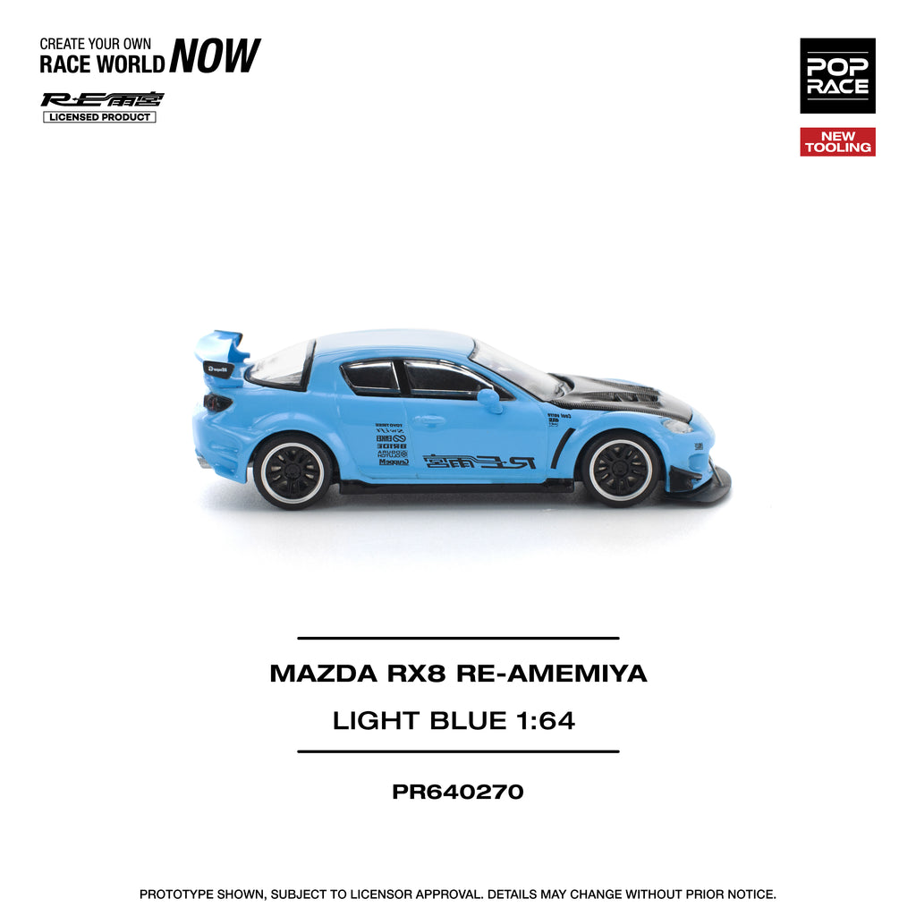 POP RACE 1/64 MAZDA RX-8 RE-AMEMIYA LIGHT BLUE