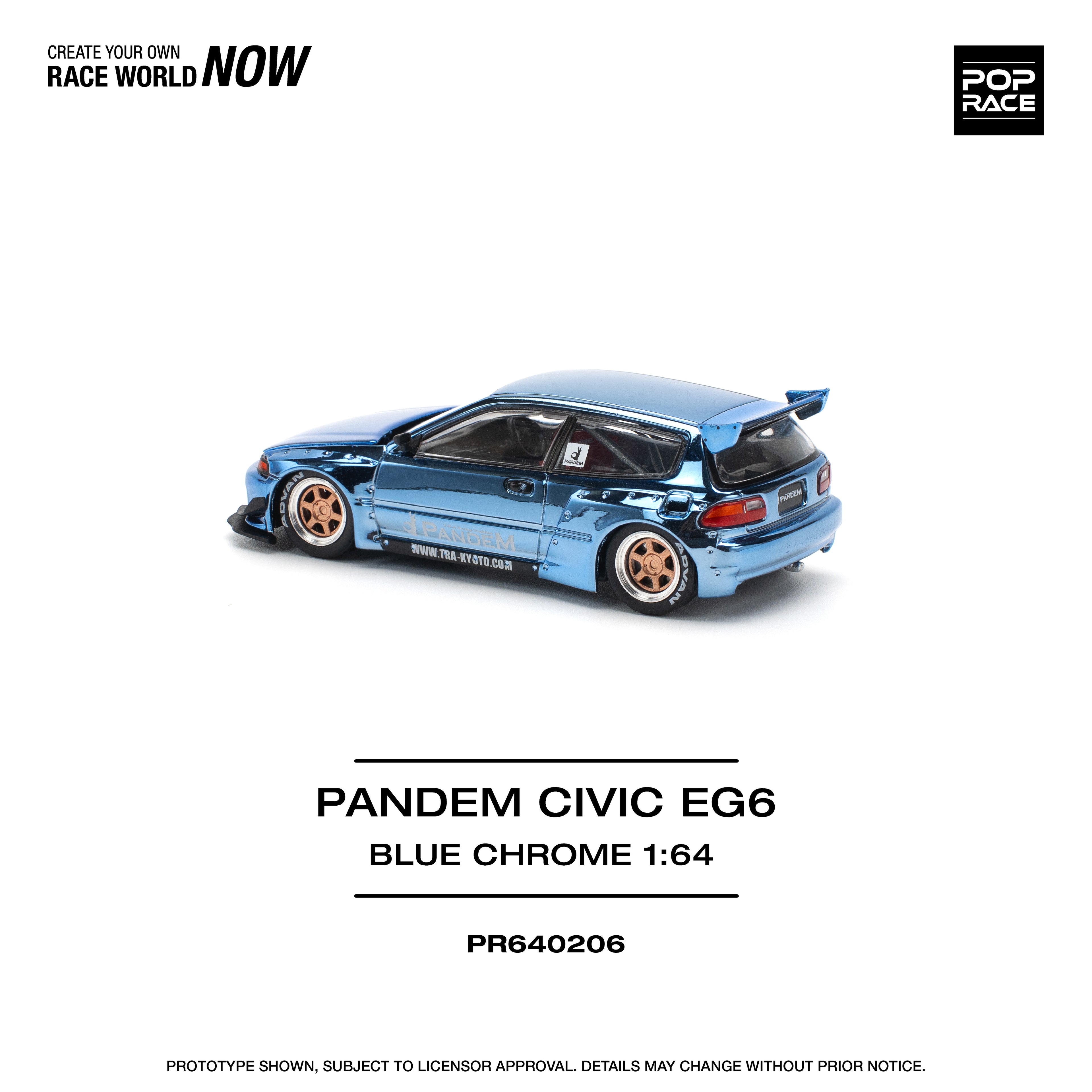 Poprace 1/64 PANDEM CIVIC EG6 BLUE CHROME