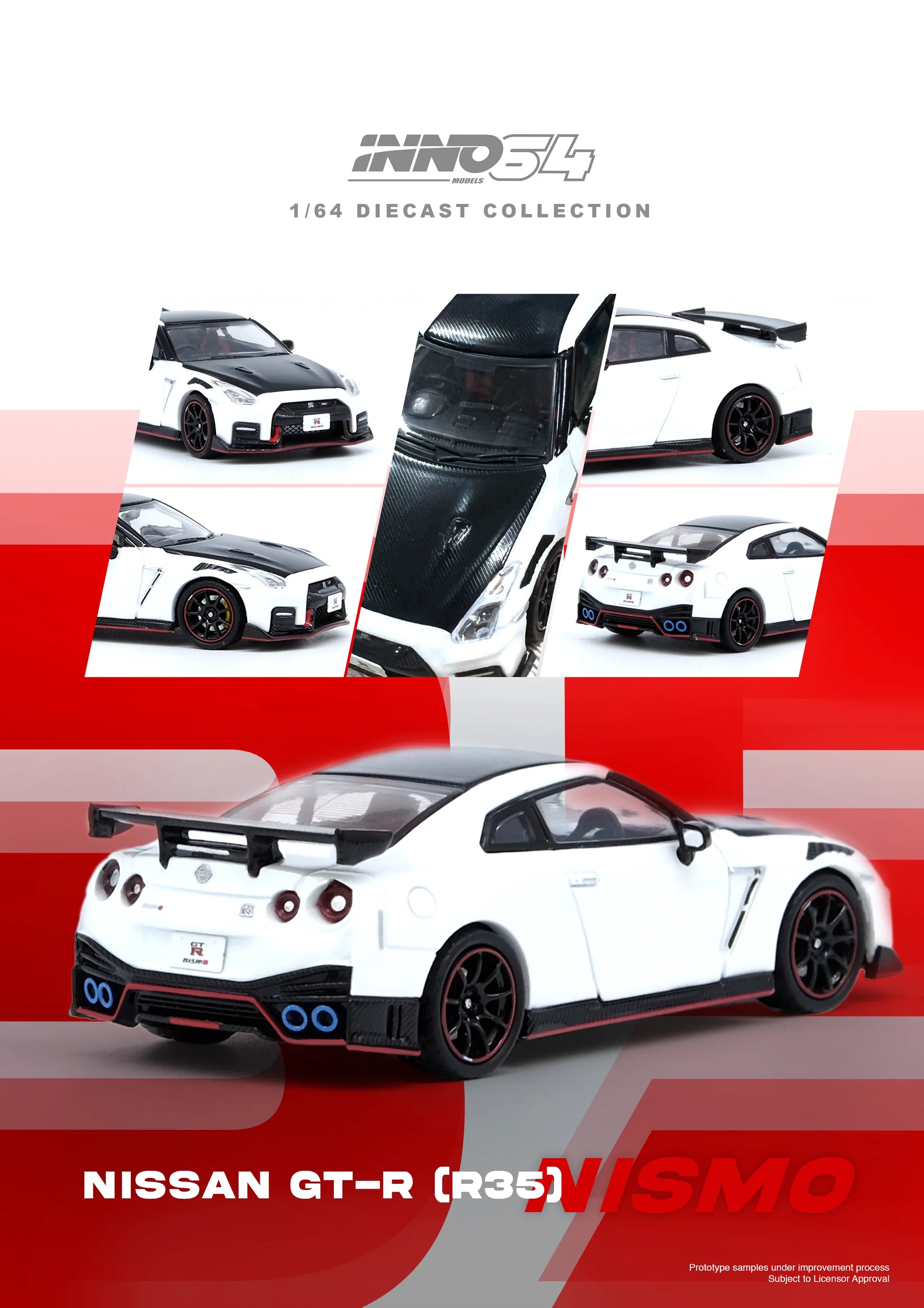 Inno64 1/64 NISSAN GT-R R35 NISMO White Diecast Scale Model Car