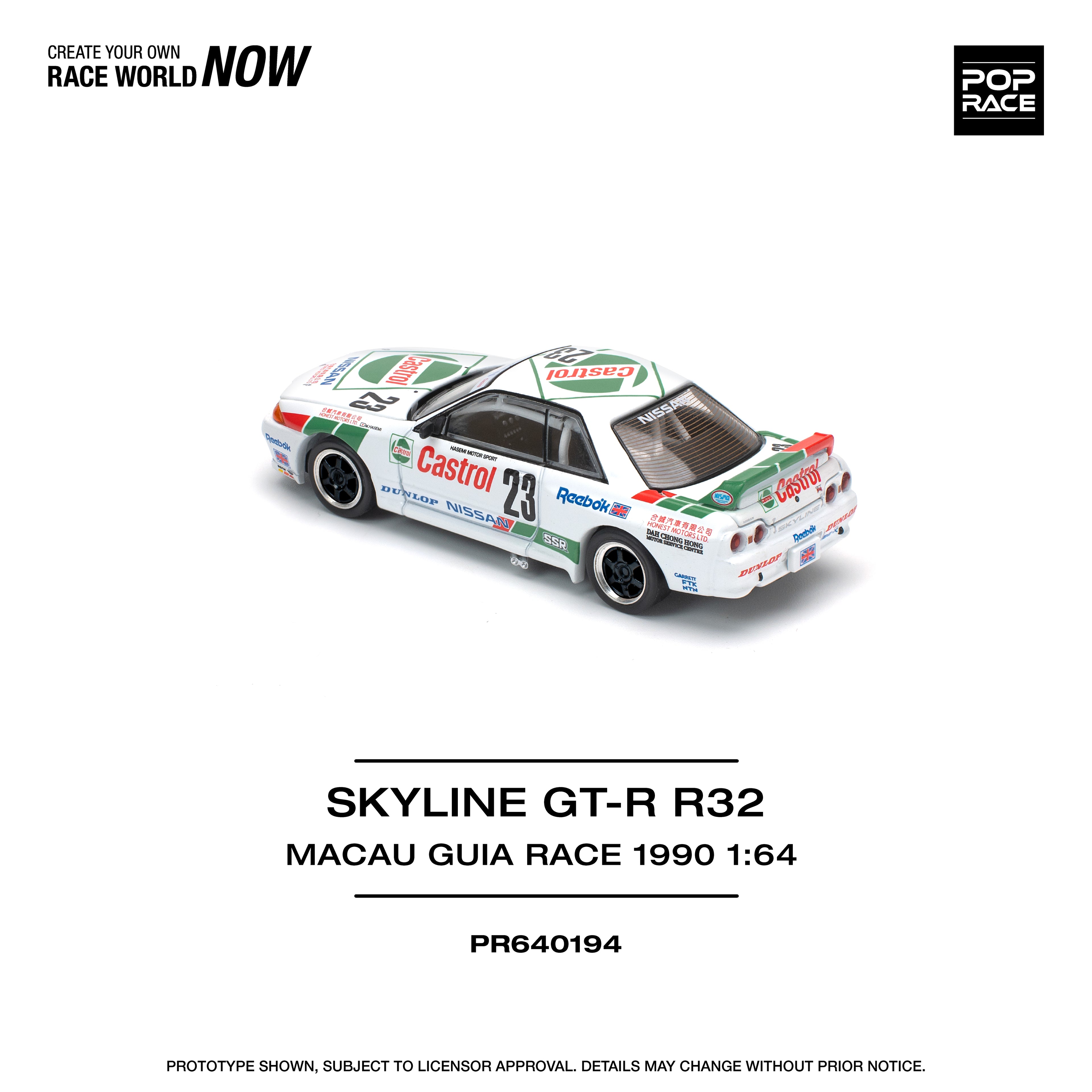 POP RACE 1/64 GT-R R32 MACAU GUIA RACE 1990 WINNER