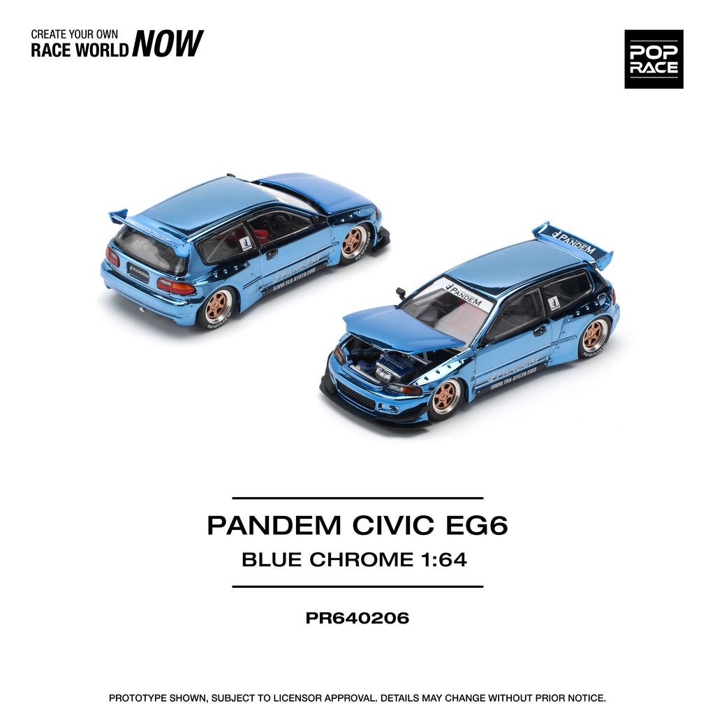 Poprace 1/64 PANDEM CIVIC EG6 BLUE CHROME