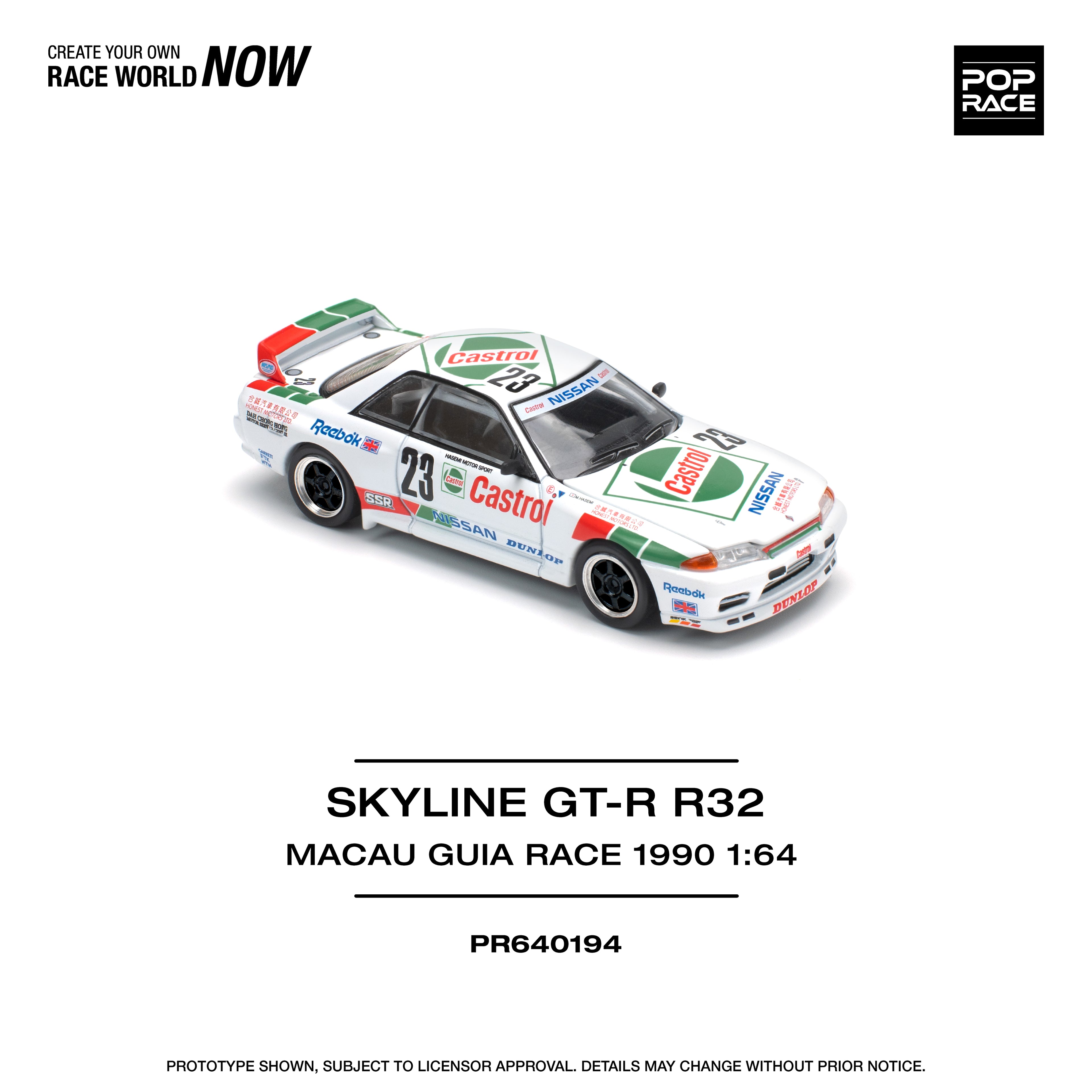 POP RACE 1/64 GT-R R32 MACAU GUIA RACE 1990 WINNER