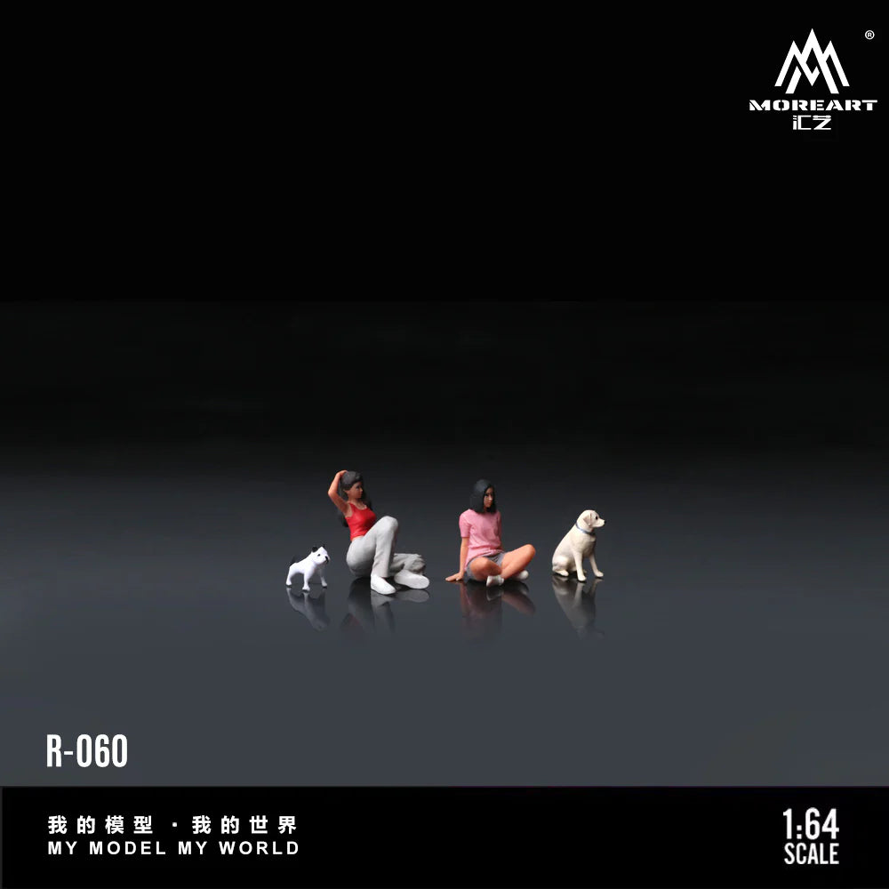 MOREART 1:64 DOG WALKING GIRL DOLL C SET