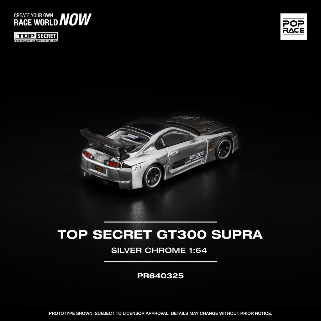Pop Race Top Secret GT300 Supra Silver Chrome PR640325 1/64