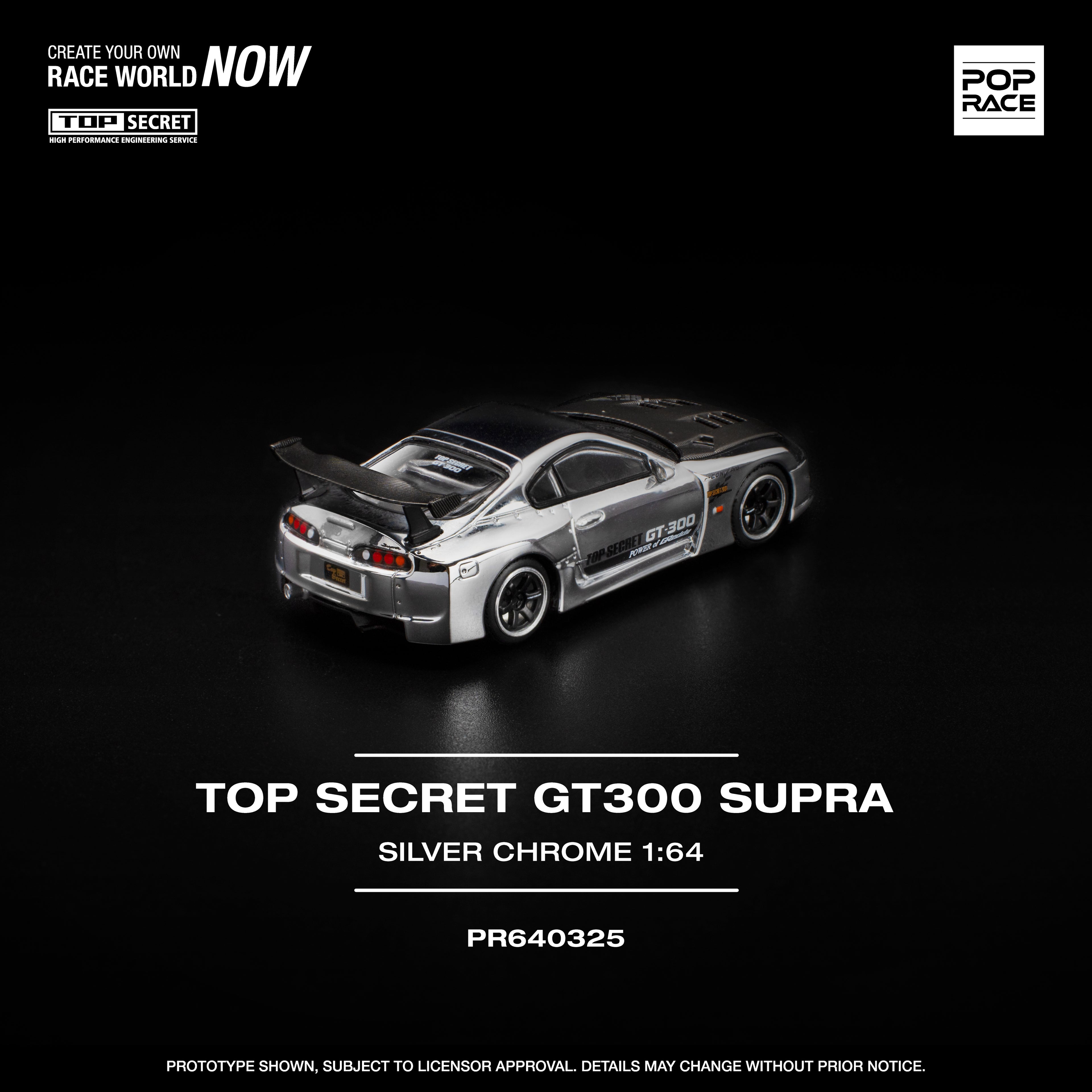 Pop Race Top Secret GT300 Supra Silver Chrome PR640325 1/64